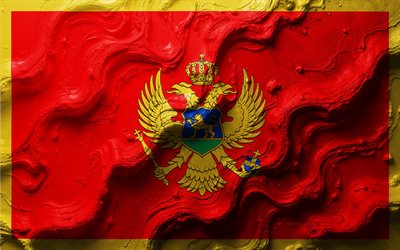 Montenegro flag, 4k, stone wave texture, Flag of Montenegro, 3D Montenegro flag, Europe, flags of European countries, Montenegro