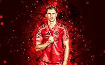 leon goretzka, 4k, rote neonlichter, bayern münchen fc, bundesliga, deutsche fußballer, leon goretzka 4k, fußball, fc bayern münchen, leon goretzka bayern münchen