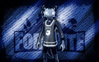 shadow axo fortnite, 4k, fond diagonal bleu, grunge, fortnite, œuvres d'art, peau d'ombre axo, personnages fortnite, shadow axo, skin d'ombre de fortnite shadow