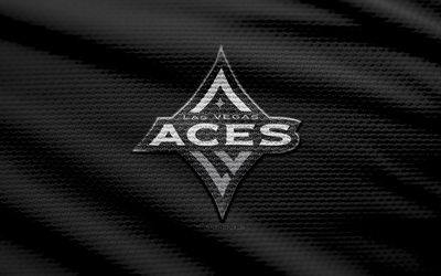 Las Vegas Aces fabric logo, 4k, black fabric background, WNBA, bokeh, basketball, Las Vegas Aces logo, Las Vegas Aces emblem, american basketball team, Las Vegas Aces