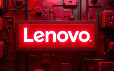 4k, leuchtendes lenovo logo, bokeh, rote metallwellen, marken, kreativ, lenovo neon logo, kunstwerk, elektronikmarken, lenovo logo, lenovo