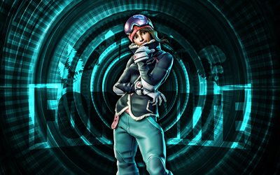 polvo fortnite, 4k, fondo espiral turquesa, fortnite, creativo, piel en polvo, piel de polvo fortnite, polvo, personajes fortnite