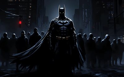 말 당번, 4k, 추상 미술, 슈퍼 히어로, 밤, dc 코믹스, 배트맨 아트, 창의적인, 그런지 야경, 팬 아트, 배트맨 4k