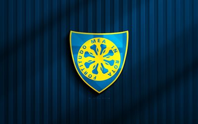 4k, logotipo 3d de carrarese, serie a, fondo azul 3d, fútbol, emblema carrarese, logotipo de carrarese, carrarese calcio, fútbol americano, club de fútbol italiano, fc carrarese
