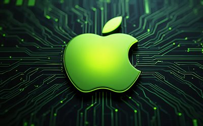 logotipo 3d de limão escuro da apple, 4k, placa mãe limão escuro, símbolo da maçã, logotipo da maçã, emblema da maçã, sinal de maçã, fundo de tecnologia de limão escuro, maçã, logotipo da apple 3d, fundo de alta tecnologia