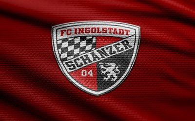 ingolstadt 04 tyglogo, 4k, rött tygbakgrund, 3 liga, bokhög, fotboll, ingolstadt 04 logotyp, ingolstadt 04 emblem, ingolstadt 04, tysk fotbollsklubb, fc ingolstadt 04
