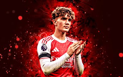 맥스 다우만, 4k, 빨간 네온 불빛, 병기고, 프리미어리그, 영국 축구 선수, 맥스 다우먼 4k, 축구, 아스날 fc, 맥스 로버트 다우먼, 맥스 다우만 아스날