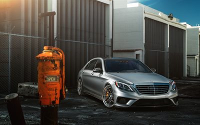 Mercedes-Benz S-Class, 2016, tuning, W222, voitures de luxe, d'argent de Mercedes