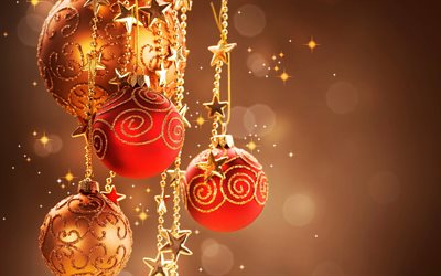 Christmas, balls, glare, New Year, decorations