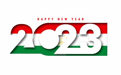 Happy New Year 2023 Tajikistan, white background, Tajikistan, minimal art, 2023 Tajikistan concepts, Tajikistan 2023, 2023 Tajikistan background, 2023 Happy New Year Tajikistan