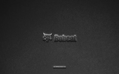 Bobcat logo, brands, gray stone background, Bobcat emblem, popular logos, Bobcat, metal signs, Bobcat metal logo, stone texture