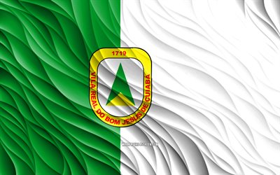 4k, drapeau cuiaba, drapeaux 3d ondulés, villes brésiliennes, drapeau de cuiaba, jour de cuiaba, vagues 3d, villes du brésil, cuiaba, brésil