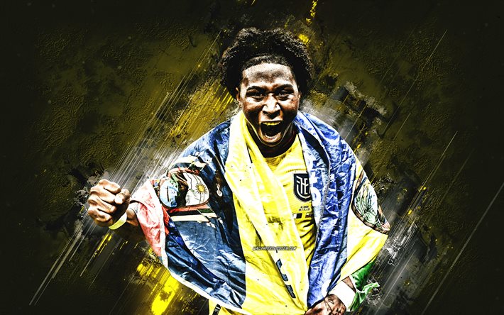 ángel preciado, selección ecuatoriana de fútbol, futbolista ecuatoriano, defensor, retrato, ecuador, fondo de piedra amarilla, fútbol