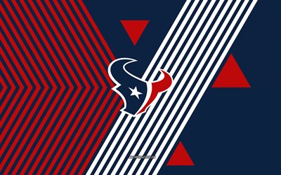 houston texans logotyp, 4k, amerikanskt fotbollslag, blå vinröd linjer bakgrund, houston texas, nfl, usa, linjekonst, houston texans emblem, amerikansk fotboll