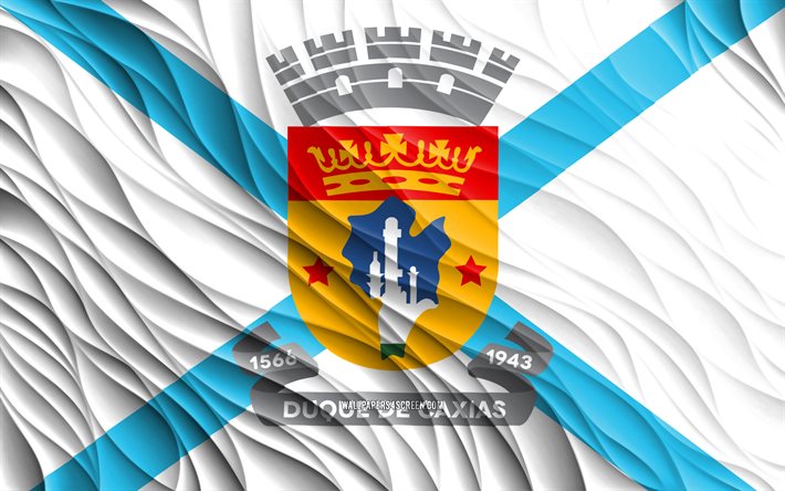 4k, duque de caxiasin lippu, aaltoilevat 3d liput, brasilian kaupungit, duque de caxiasin päivä, 3d aallot, duque de caxias, brasilia