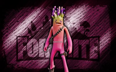 Pink Jellie Fortnite, 4k, purple diagonal background, grunge art, Fortnite, artwork, Pink Jellie Skin, Fortnite characters, Pink Jellie, Fortnite Pink Jellie Skin