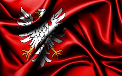masoviens flagga, 4k, polska voivodskapen, tygflaggor, masoviens dag, vågiga sidenflaggor, polen, polens voivodskap, masovien