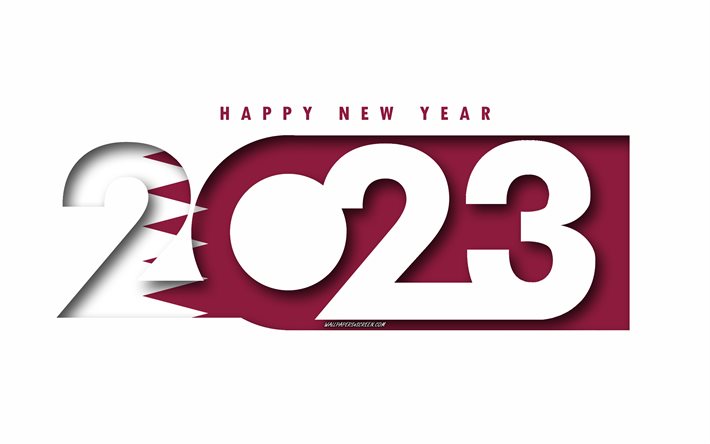 felice anno nuovo 2023 qatar, sfondo bianco, qatar, arte minima, concetti di singapore del 2023, qatar 2023, sfondo del qatar del 2023, 2023 felice anno nuovo qatar