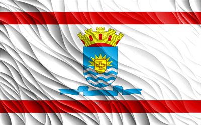 4k, Florianopolis flag, wavy 3D flags, Brazilian cities, flag of Florianopolis, Day of Florianopolis, 3D waves, Cities of Brazil, Florianopolis, Brazil