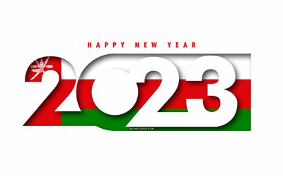 felice anno nuovo 2023 oman, sfondo bianco, oman, arte minima, concetti dell'oman del 2023, oman 2023, 2023 sfondo dell'oman, 2023 felice anno nuovo oman