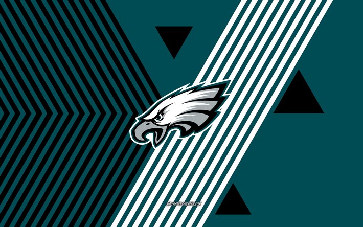 philadelphia eagles logotyp, 4k, amerikanskt fotbollslag, turkos orange linjer bakgrund, philadelphia eagles, nfl, usa, linjekonst, philadelphia eagles emblem, amerikansk fotboll