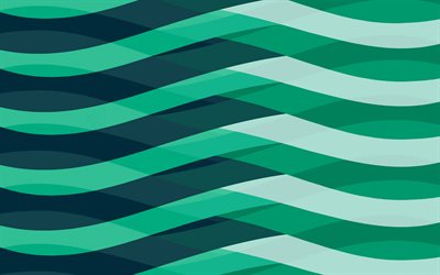 4k, turquoise lines background, turquoise linear abstraction, lines background, creative lines background, green lines background
