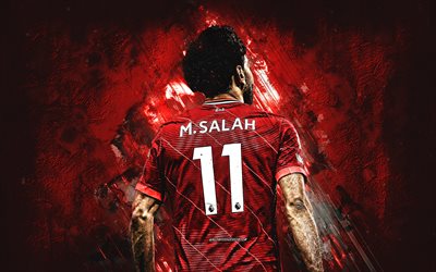 Mohamed Salah, Liverpool FC, Egyptian footballer, striker, back view, Premier League, England, football