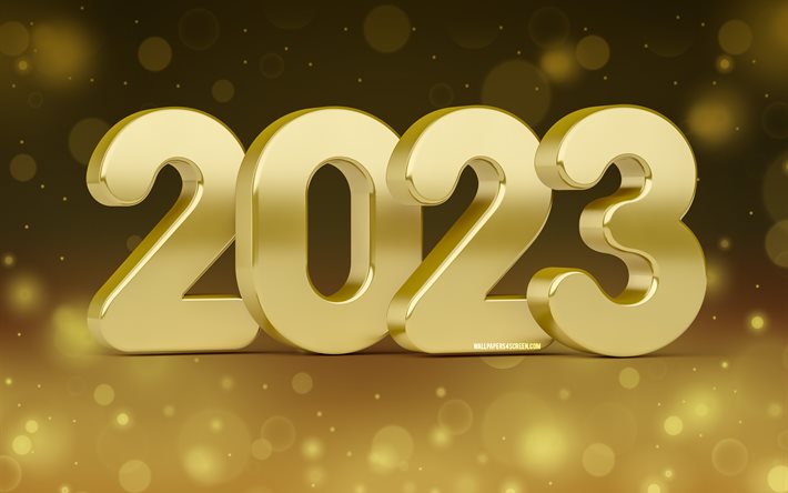 4k, 2023 سنة جديدة سعيدة, خلاق, أرقام ثلاثية الأبعاد ذهبية, وهج ذهبي, 2023 مفاهيم, 2023 رقم ثلاثي الأبعاد, عام جديد سعيد 2023, عمل فني, 2023 الخلفية الذهبية, 2023 سنة
