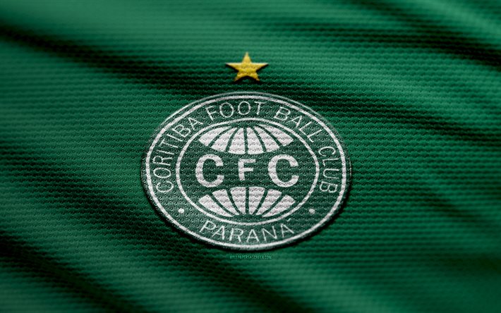 कोरिटिबा फैब्रिक लोगो, 4k, हरे कपड़े की पृष्ठभूमि, ब्राज़ीलियाई सीरी ए, bokeh, फुटबॉल, कोरिटिबा लोगो, फ़ुटबॉल, कोरिटिबा प्रतीक, कोरितिबा, ब्राज़ीलियाई फुटबॉल क्लब, कोरिटिबा एफसी