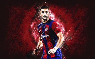 ferran torres, fc barcelona, espanjalainen jalkapalloilija, viininpunainen kivitausta, la liga, espanja, jalkapallo