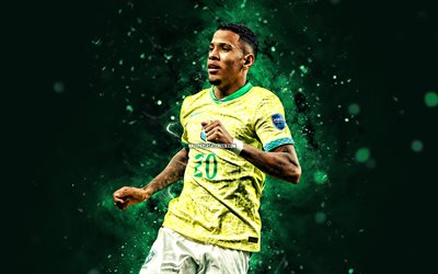 savinho, 4k, luces de neón verde, equipo de fútbol nacional de brasil, conmobol, futbolistas brasileños, savinho 4k, fútbol americano, fútbol, equipos nacionales, sudamerica, cbf, equipo de savinho brasil
