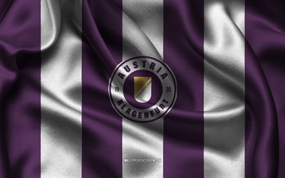 4k, SK Austria Klagenfurt logo, purple white silk fabric, Austrian football team, SK Austria Klagenfurt emblem, Austrian Football Bundesliga, SK Austria Klagenfurt, Austria, football, SK Austria Klagenfurt flag, Klagenfurt FC