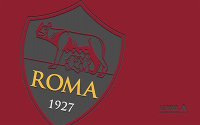 come logo rom, 4k, background bordeaux, art di carbonio, come emblema rom, club di calcio italiano, serie a, italia, come rom, calcio, roma fc