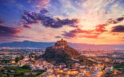 Monteagudo Castle, 4k, sunset, skyline cityscapes, spanish landmarks, Murcia, Spain, Europe, Murcia cityscape, Murcia landmarks