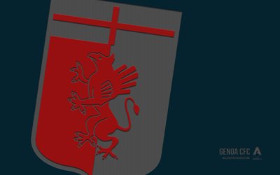 Genoa CFC logo, 4k, blue background, carbon art, Genoa CFC emblem, italian football club, Serie A, Italy, Genoa CFC, football, Genoa FC