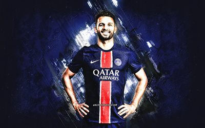 goncalo ramos, paris saint germain, calciatore portoghese, sfondo di pietra blu, grunge art, psg, ligue 1, francia, calcio