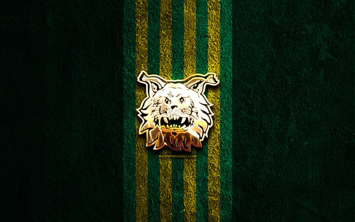 fc ilves logo dorado, 4k, fondo de piedra verde, veikkausliiga, club de fútbol finlandés, logotipo de fc ilves, fútbol americano, fc ilves emblem, fc ilves, fútbol, ilves fc