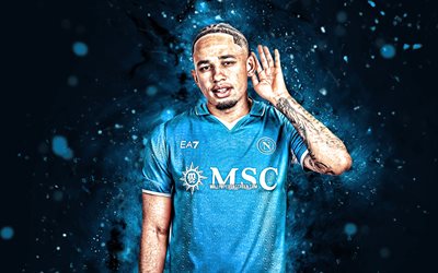noah okafor, 4k, luci al neon blu, ssc napoli, serie a, calciatori svizzeri, noah okafor 4k, calcio, napoli fc, noah okafor napoli