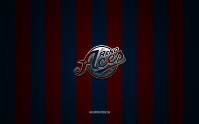 logotipo de reno aces, club de beisbol americano, milb, fondo de carbono azul rojo, emblema de reno aces, béisbol de ligas menores, béisbol, ases de reno, eeuu