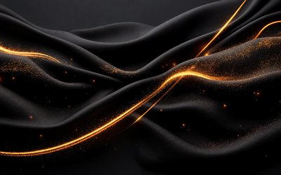 Black waves background, stylish elegant black background, luxurious waves black backgrounds, black waves background with logos, black gold luxury background, golden waves background