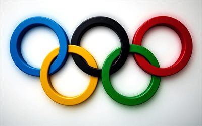 anneaux olympiques, fond blanc, jeux olympiques, 5 anneaux olympiques, symboles olympiques, anneaux olympiques 3d, jeux olympiques d'été de 2028, los angeles 2028, jeux olympiques d'hiver de 2026