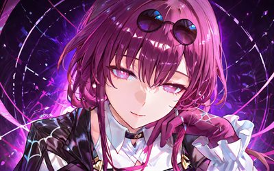 4k, kafka, sfondo astratto viola, honkai star rail, manga, personaggi dell'anime, personaggi honkai star rail, kafka honkai star rail