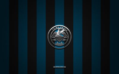 Club Jaiba Brava logo, Mexican football club, Liga de Expansion MX, black blue carbon background, Club Jaiba Brava emblem, football, Club Jaiba Brava, Mexico