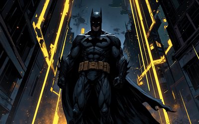 ordenanza, 4k, oscuridad, arte de los comics, cómics dc, fondo grunge, superhéroes, obra de arte, arte de batman, fan art, batman 4k