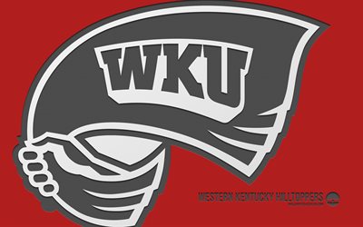 logo des hilltoppers et lady toppers de l'ouest du kentucky, 4k, fond rouge, art du carbone, ncaa, équipe de football américain, usa, hilltoppers et lady toppers de l'ouest du kentucky, football américain