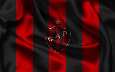 4k, logo ca patronato, équipe d'argentine de football, tissu de soie rouge noir, primera nationale, emblème du ca patronato, ca patronato, argentine, football, signe ca patronato