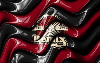 logotipo 3d de rip city remix, 4k, ondas 3d negras granate, liga nba g, baloncesto, bandera de rip city remix, logotipo de rip city remix, emblema de rip city remix, equipo de baloncesto americano, remix de la ciudad de rip