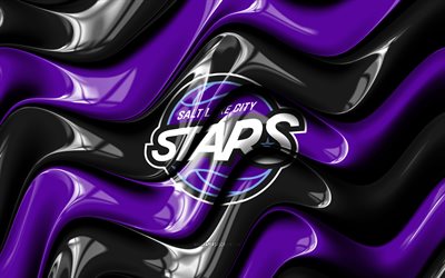 logotipo 3d de las estrellas de salt lake city, 4k, ondas 3d violetas negras, liga nba g, baloncesto, bandera de las estrellas de salt lake city, logotipo de las estrellas de salt lake city, equipo de baloncesto americano, estrellas de salt lake city