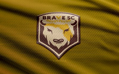 brave sc 패브릭 로고, 4k, 노란색 패브릭 배경, usl 리그 2, 보케, 축구, 브레이브 sc 로고, 브레이브 sc 엠블럼, 남동부, 브레이브 sc, 미국 축구 클럽, 브레이브 fc