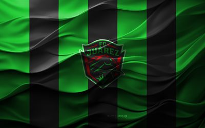 4k, FC Juarez logo, green 3D background, FC Juarez emblem, Liga MX, Mexican football team, FC Juarez flag, 3D texture, FC Juarez, football, Mexico